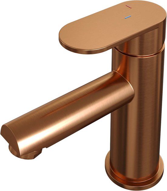 Brauer Wastafelkraan Coldstart HD3 Opbouw Laag Mengkraan Rond Geborsteld Koper PVD 1 Greeps