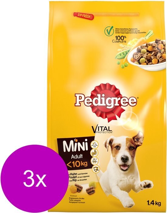 PEDIGREE Adult Mini Menu Kip - Hondenvoer - 3 x 1.4 kg