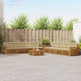 vidaXL Buiten bank set 9 st Natuurlijk en Beige
