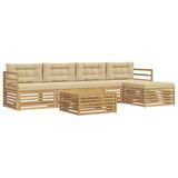 vidaXL - Buiten - bank - set - 6 - st - Wit - en - Beige - Polyester