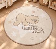 Baby Best Tapis enfant « Petit Personnage Préféré » Ø90 cm, 100 % polyamide, résistant, facile d’entretien et antidérapant, marron clair