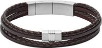 Fossil Vintage Casual JF02934040 Herenarmband Leer Zwart/Zilver
