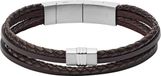Fossil Vintage Casual JF02934040 Herenarmband Leer Zwart/Zilver
