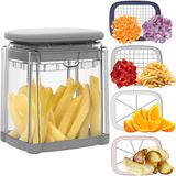 Sans marque Coupe-légumes avec 4 lames, Coupe-fruits, Coupe-pommes de terre, Coupe-frites, Coupe-oignons, Coupe-œufs. Sûr à utiliser, facile à nettoyer et à ranger.