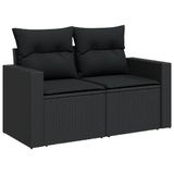 VidaXL 11-delige Loungeset met kussens, poly rattan, zwart