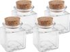 Merkloos Mini glazen flesjes - 4x - vierkant - 4 x 4 x 6 cm - met kurk dop - hobby/DIY