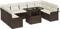 vidaXL Tuinbank Set 10-delig Bruin Poly Rattan