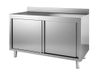 Combisteel Table de travail professionnelle avec portes coulissantes bord | 120cm | Acier inoxydable | 7452.3080