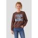 Geisha katoenen sweater met tekstprint - bruin/blauw