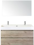 BES LED Maxx XL Badmeubelset 120 cm - Craft Oak - Wastafel Kube Enkel 2 Kraangaten met Spiegel