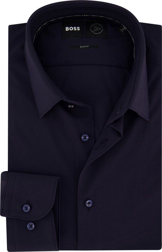 Hugo Boss overhemd donkerblauw heren EU40 katoen lange mouw casual 2023