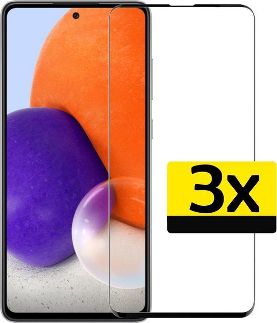 Screenprotector for Samsung Galaxy A72 - Glass - Full Cover - 3 Pack