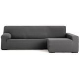 ECOMMERC3 Bankhoes voor chaise longue, lang hoekdeel rechts, zeer elastisch, bi-elastisch, voor chaise long-bank, donkergrijs, met schuim en elastieken voor aanpassing rechts of links