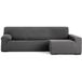 ECOMMERC3 Bankhoes voor chaise longue, lang hoekdeel rechts, zeer elastisch, bi-elastisch, voor chaise long-bank, donkergrijs, met schuim en elastieken voor aanpassing rechts of links