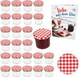 MamboCat Set van 25 weckpotten 125 ml met rood geruit deksel