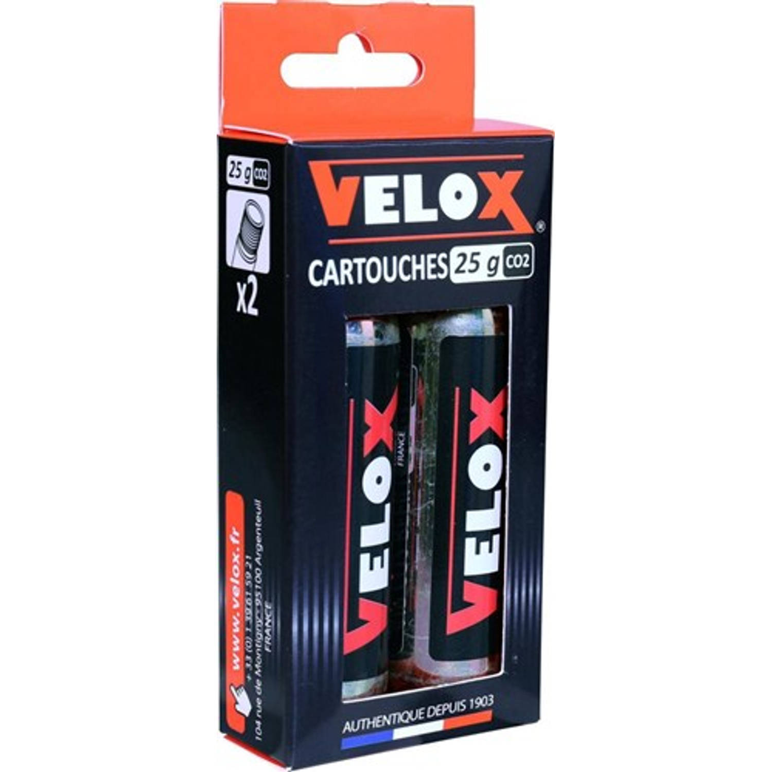 Velox co2-cardridge met draad 25 gram 2 op blister 753715