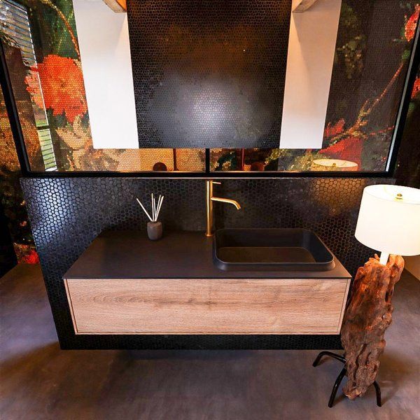 Mondiaz ERIN 120cm badmeubelset - Washed oak - 1 lade - Wastafel RIDGE rechts - Urban - ERIN11438