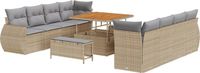 vidaXL Tuinbank Set 11-delig Beige Polyrattan