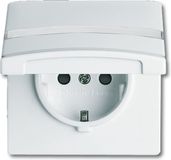 Busch-Jaeger ABB Busch-Jaeger stopcontact met klapdeksel en randaarde - wit creme IP44 (20 EUGKBN-34-101)