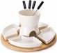 Excellent Houseware Set à fondue au chocolat - céramique/bambou - set à fondue - incl. 4 fourchettes