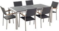 Beliani GROSSETO - Tuinset voor 6 personen - Grijs/Zwart - Graniet