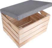 Creative Deco Houten Gestoffeerde Opbergkist | 50 x 40 x 35 cm | Bank Kist Poef met Opbergruimte voor Lleine voorwerpen, Dekens, Kussens, Boeken, Speelgoed