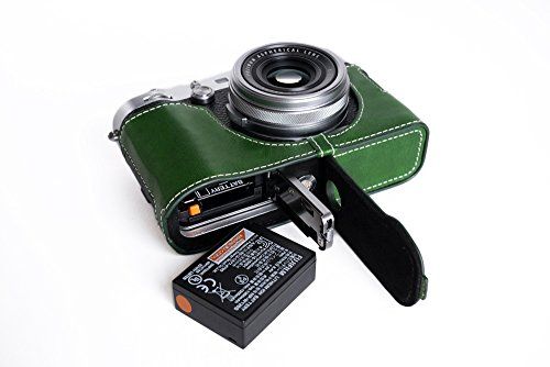 TP Handgemaakte Echt Lederen Half Camera Case Tas Cover voor FUJIFILM X100F - Groen