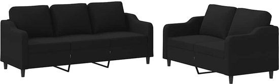 vidaXL 2-delige loungeset met kussens stof zwart
