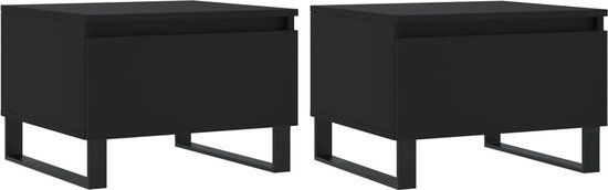 vidaXL Salontafels - 2 stuks - Bewerkt Hout - Zwart