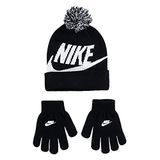Nike Swoosh Pom Muts en handschoenen set voor kind Black 4/7 jaar