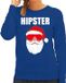 Bellatio Decorations Shoppartners Bv Foute Kerst sweater / kersttrui Hipster Santa blauw voor dames S