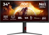 AOC G4 CU34G4CA Curved 34" 180Hz Fast VA, 1ms GTG, HDR400, Adaptive Sync, Height Adjustable, (3440x1440 HDMI 2x 2.0 DP 1x 1.4 USB Hub) Black