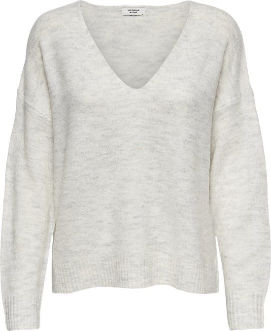 JDY JDYELANORA L/S V-NECK PULLO. KNT NOOS Dames Trui - Cloud Dancer - Maat M