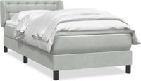 vidaXL Boxspring met matras fluweel lichtgrijs 90x220 cm