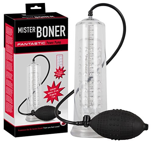 You2Toys Mister Boner Pump Penispomp met genopte penishoes en pompbal, vacuümpomp voor intensieve stimulatie, transparant