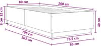 vidaXL Bed Frame met LED Artisanaal eiken 80 x 200 cm Bewerkt hout