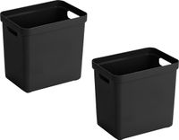 Sunware Boîte de rangement Sigma - 4x - plastique - noir - 24 litres - Bac de rangement - 45 x 35 x 18 cm