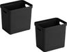 Sunware Boîte de rangement Sigma - 4x - plastique - noir - 24 litres - Bac de rangement - 45 x 35 x 18 cm