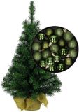 Merkloos / Sans marque Billiet - Vanlaere Mini kerstboom 75 cm - 40 groene kerstballen - 81 takken - kunstboom