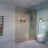 FortiFura Galeria Inloopdouche - rook - glas - 160x200cm - 8mm - nano - blind - inbouw profiel - brons