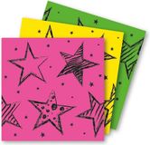 Folat Feest servetten - 40x - neon kleuren - 33 x 33 cm - papier