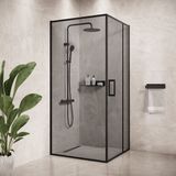 Badplaats Douchecabine Belize 90 x 90 x 190 cm – Zwart met Rookglas – Douchewand met Draaideur
