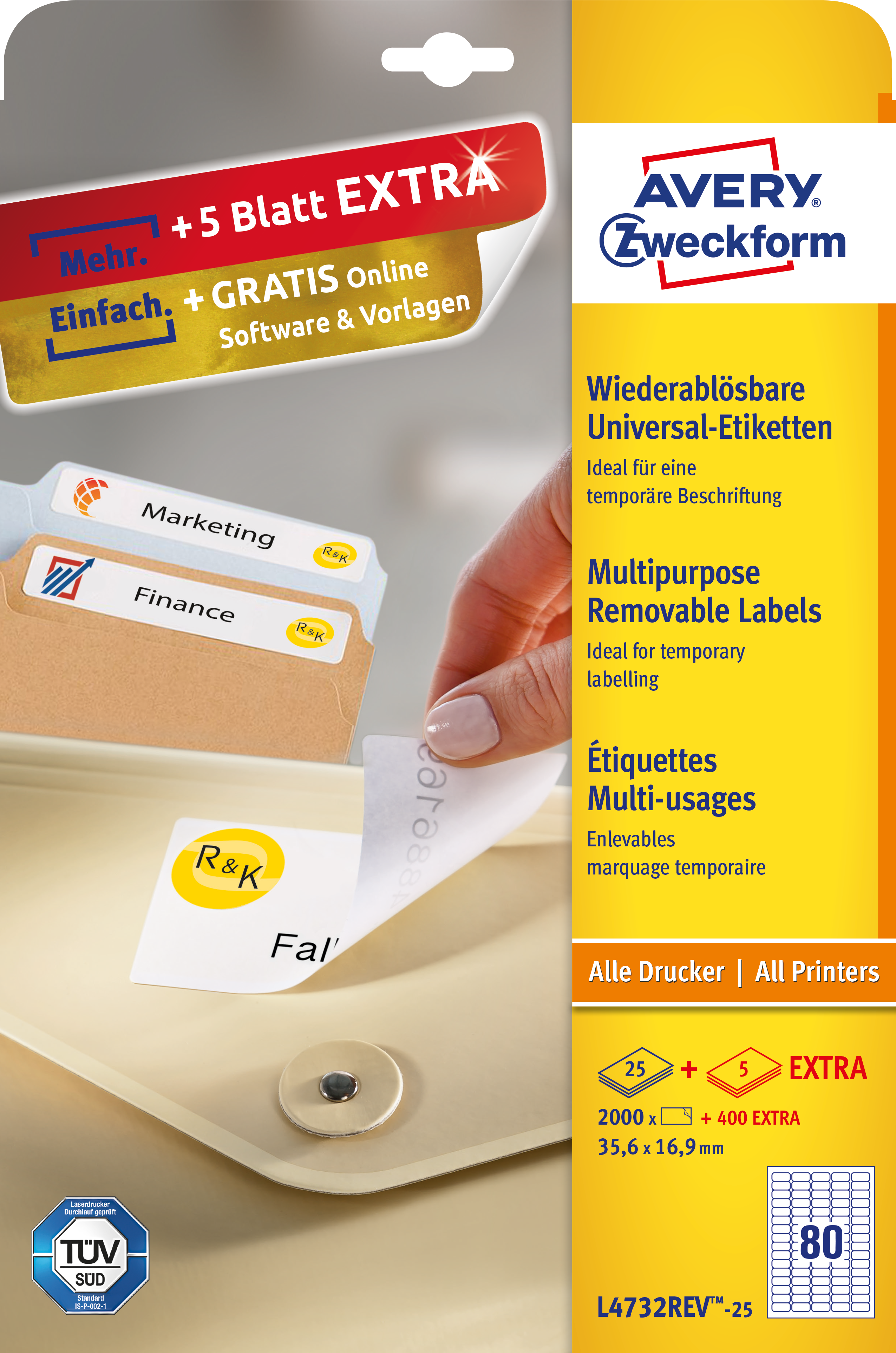 Avery L4732REV-25 Printeretiketten - wit - papier