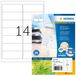 Herma 10731 étiquette d'imprimante Blanc Autocollant étiquette d'imprimante A4 Papier Laser/Inkjet Permanent Rectangle arrondi Blue Angel Acide, Solvant 9,91 cm 3,81 cm 1120 pièce(s) 80 feuille(s) 14 pièce(s) Oui
