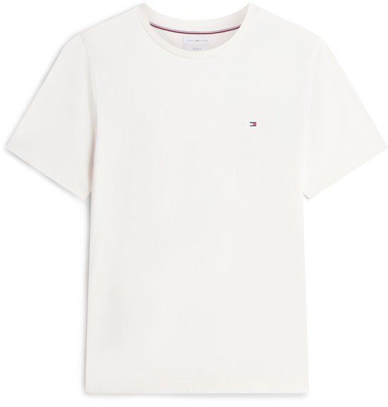 Tommy Hilfiger Heren T-shirt Korte Mouw Katoen Ronde Hals Regular Fit Ecru