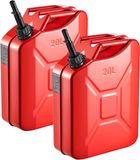 VEVOR Brandstofkan, 20 L, Benzinekan met Schenktuit en Comfortabele Handgreep, Maximale Doorstroomsnelheid 6 L/min, Metalen Benzinetank voor de Meeste Auto's, Motoren, ATV's en UTV's, 2 Stuks, Rood