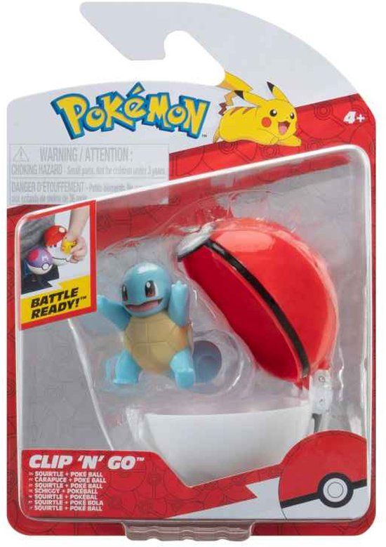 Jazwares Pokémon Clip 'n' Go Poké Balls Squirtle #3 & Poké Ball Mini-Figuur