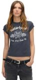 Superdry Motorhead Cap Band T-shirt Dames Korte Mouw S Mid Merch Black