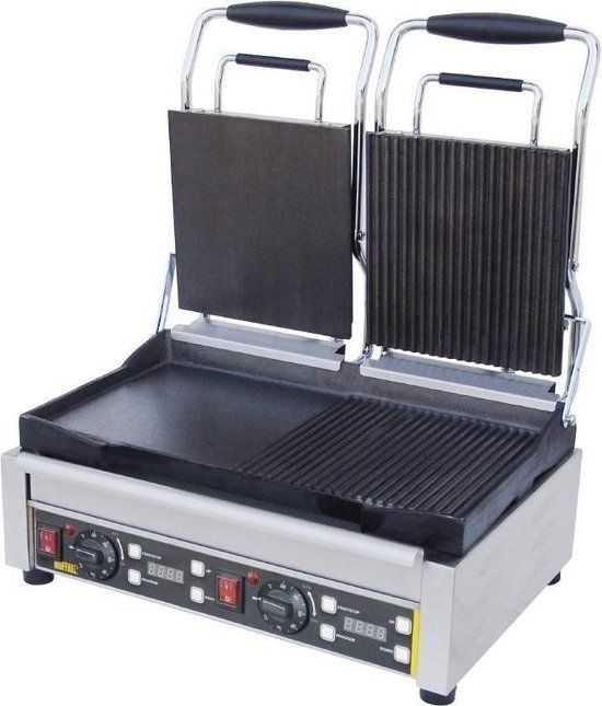 Buffalo Dubbele Contact Grill - Geribd / Glad - 5050984030970