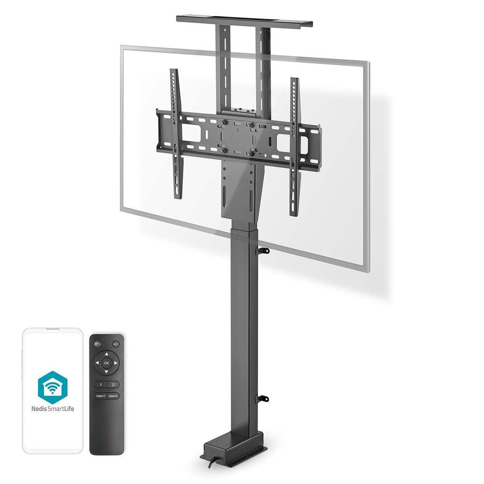 Nedis TV Stand - Motorized, Height Adjustable, 37-80 inch, Black